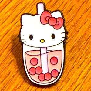 Women’s Accessories Hello Kitty in Pink Boba Tea with Purple Straw Enamel Pin